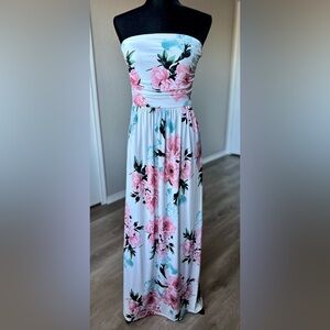 Vanilla Bay Floral Maxi Dress in Pink and White